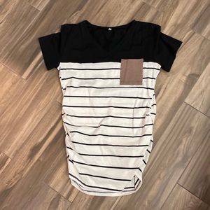 Striped Black and White Women's Maternity Top